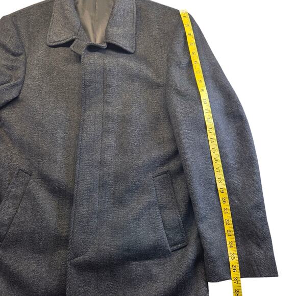 LAUREN by Ralph Lauren Vtg Grey Men’s Long Trench Wool Blend Overcoat Size‎ 42L - Picture 13 of 16
